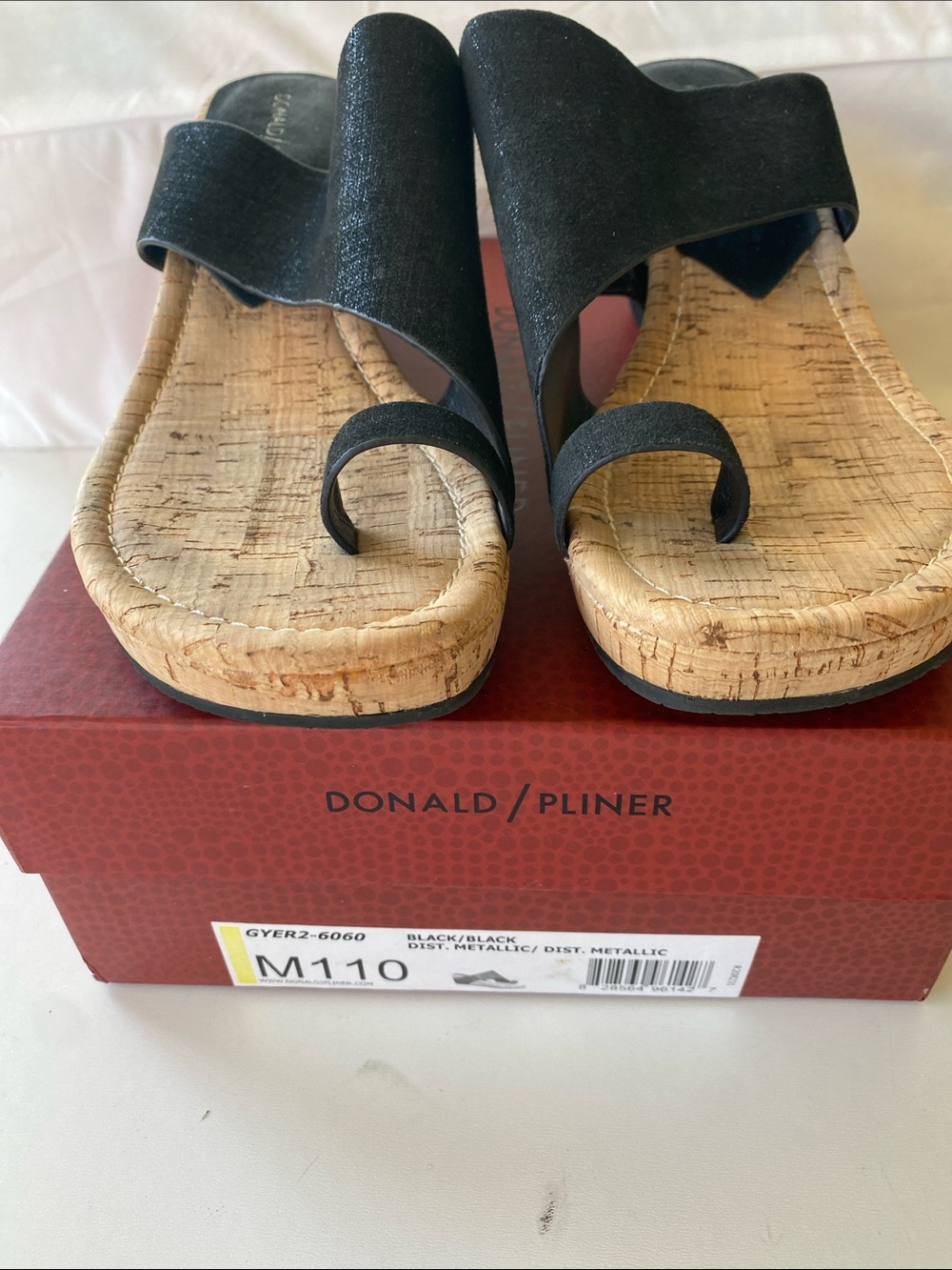 Donald Pliner GYER Metallic Suede Leather Cork Wedge Like New Sz 11 $168